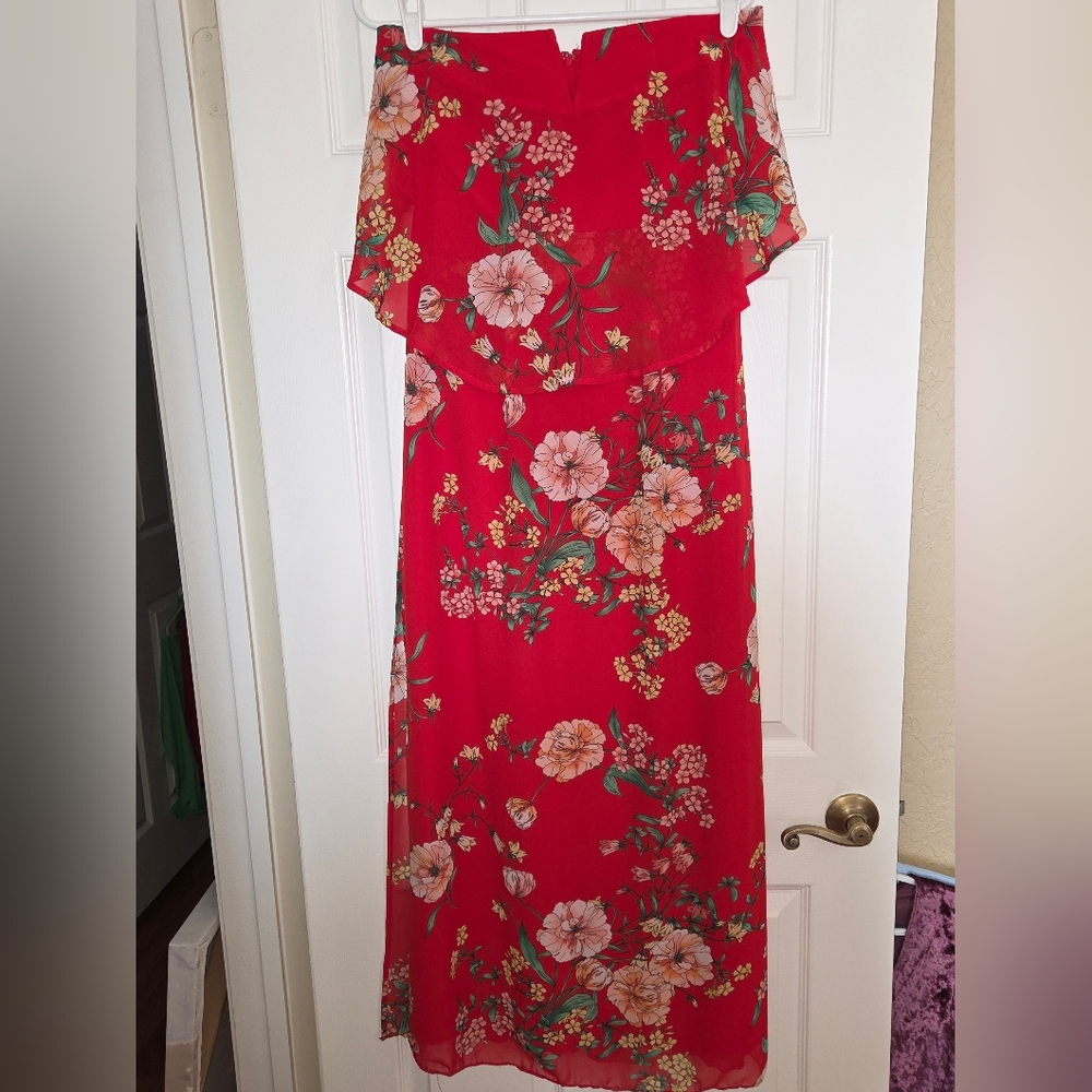 City Triangles Red Floral Maxi Dress